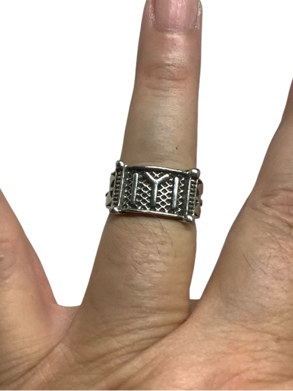 Wide metal Textured unisex Band Ring Size 9